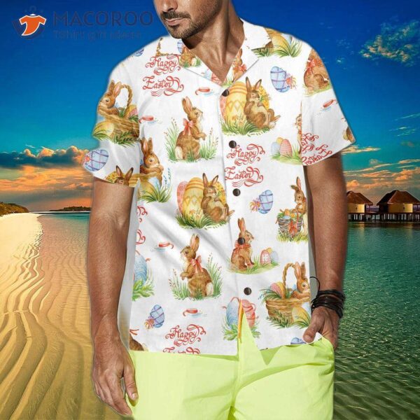 Spring Easter Hawaiian Shirt, Bunny And Shirt For