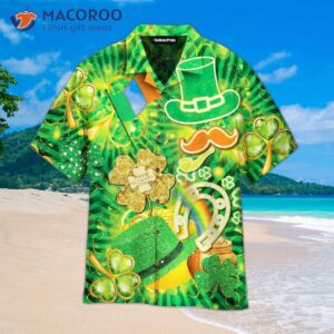st patrick s day green shamrock hawaiian shirts 0 1