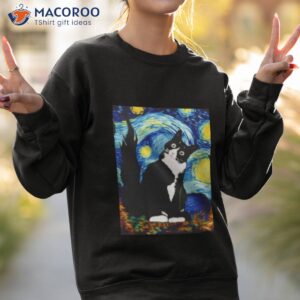 starry night vincent van gogh famous painting black cat shirt sweatshirt 2