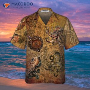 steampunk octopus hawaiian shirt short sleeved unique beach shirt for 2