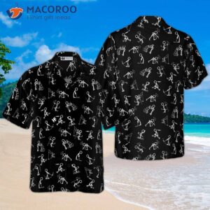 stick figures playing golf on a black background wearing hawaiian shirts 0