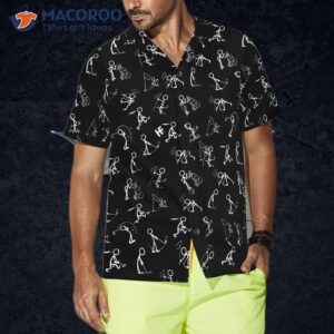 stick figures playing golf on a black background wearing hawaiian shirts 2
