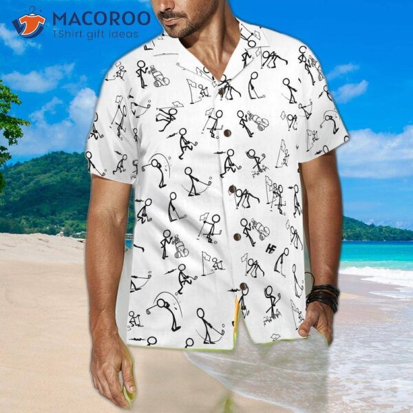 Stick Figures Playing Golf Version 2: Hawaiian Shirt