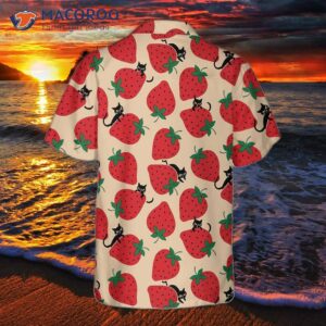 strawberry and cat seamless pattern hawaiian shirt shirt for print 1