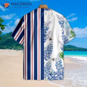 Stripe Pattern Texas Flag Bluebonnet Hawaiian Shirt, Button-down Floral And Proud Shirt For