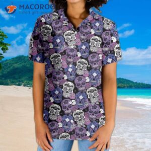 Sugar Skull Purple Hawaiian Shirt, Mexican Unique Day Of The Dead Gift