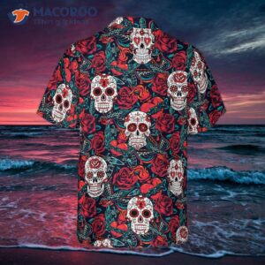 sugar skulls and roses hawaiian shirt 1