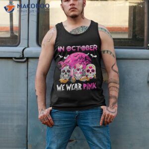 sugar skulls in october we wear pink breast cancer awareness shirt tank top 2