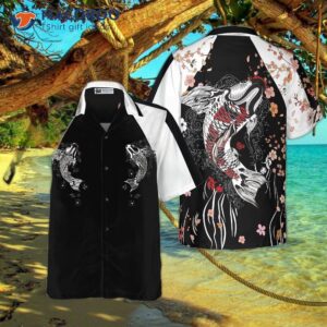 Sukajan-style Hawaiian Shirt With Koi Fish Design