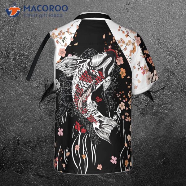 Sukajan-style Hawaiian Shirt With Koi Fish Design