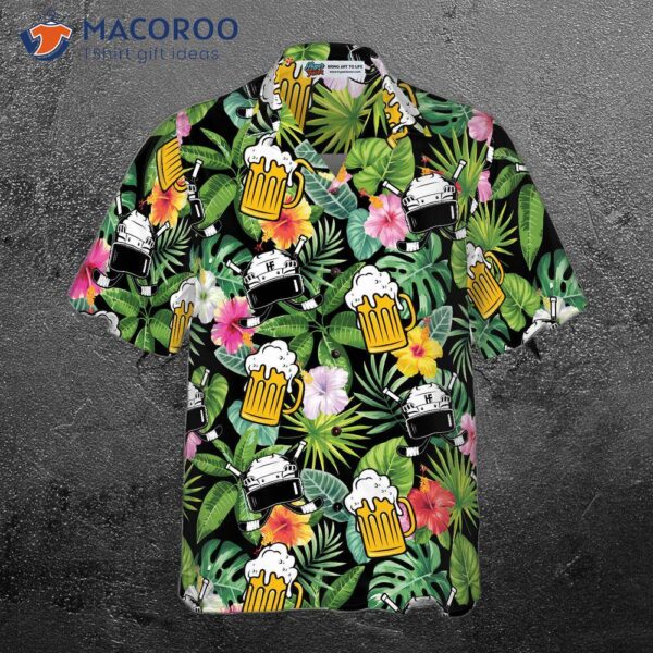 Summer Colorful Hockey And Beer Hawaiian Shirt