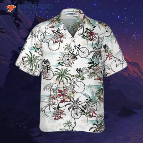 Summer Cycling Pattern Hawaiian Shirt, Tropical Bicycle Best Gift For Bikers