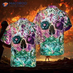 Summer Tropical Skull Patterned Hawaiian Shirt