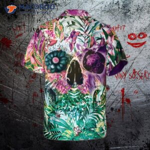 Summer Tropical Skull Patterned Hawaiian Shirt