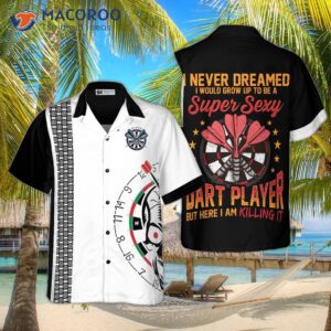 super stylish skull dart player hawaiian shirt 0