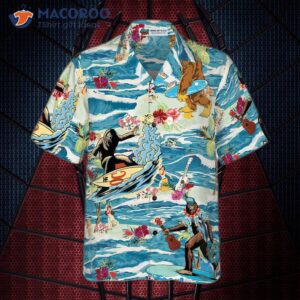 surf bigfoot aloha vacation hawaiian shirt tropical ocean wave vintage shirt for 2