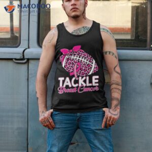 tackle breast cancer football survivor pink ribbon awareness shirt tank top 2