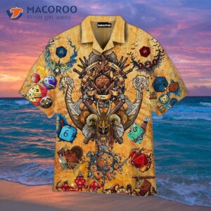 Take A Chance And Roll The Dice In World Of Dungeons Dragons With An Orange Hawaiian Shirt.