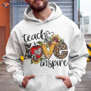 Teach Love Inspire Leopard Sunflower Teacher Back To School Shirt
