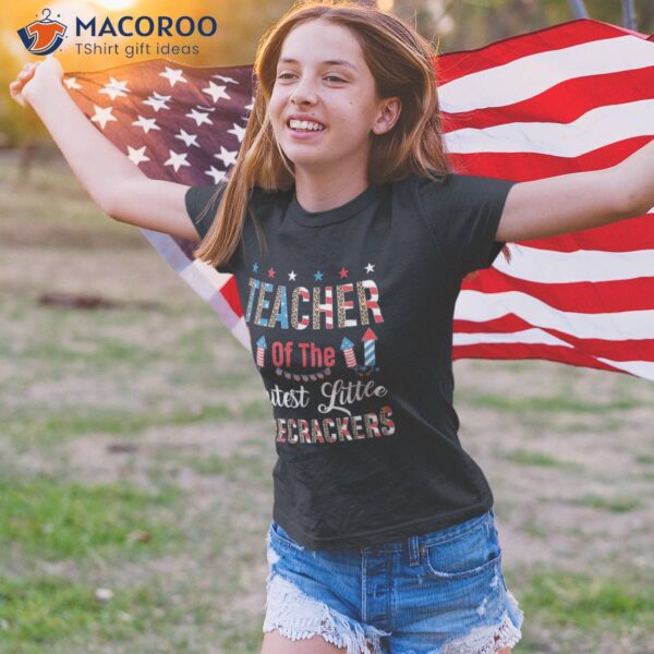 Teacher Of The Cutest Little Firecrackers 4th July Leopard Shirt