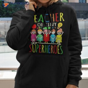 teacher of tiny superheroes first day back to school graphic shirt hoodie