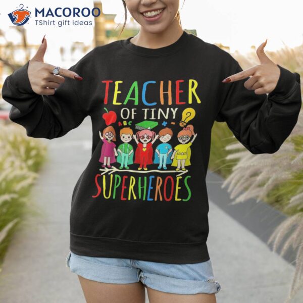 Teacher Of Tiny Superheroes First Day Back To School Graphic Shirt