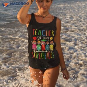 teacher of tiny superheroes first day back to school graphic shirt tank top