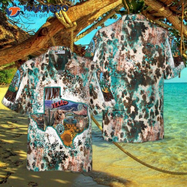 Texas Cowhide Map Hawaiian Shirt, Unique Shirt For Lovers