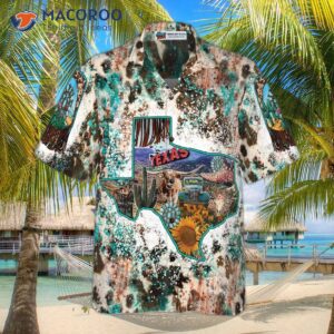 texas cowhide map hawaiian shirt unique shirt for lovers 2