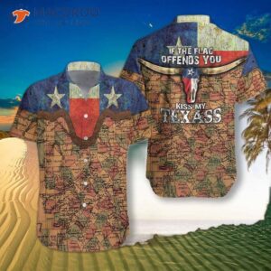 texas flag and map pattern hawaiian shirt if the offends you kiss my longhorns shirt for 0