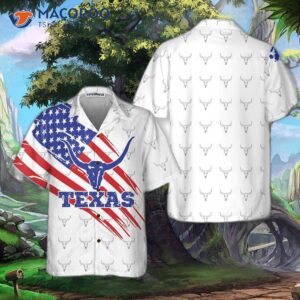 Texas Flag Longhorn Pattern Hawaiian Shirt, Unique Gift For Lovers
