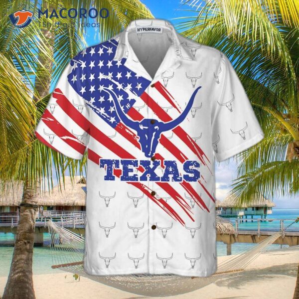 Texas Flag Longhorn Pattern Hawaiian Shirt, Unique Gift For Lovers