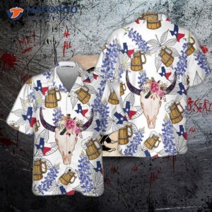 texas longhorn bluebonnet art hawaiian shirt unique gift for lovers 0