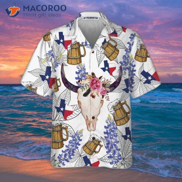 Texas Longhorn Bluebonnet Art Hawaiian Shirt, Unique Gift For Lovers