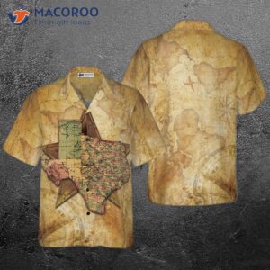 Texas State Map And Compass Pattern Hawaiian Shirt, Insignia Of Shirt For