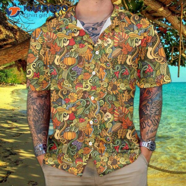 Thanksgiving Autumn Symbols Hawaiian Shirt, Unique Best Gift For Day