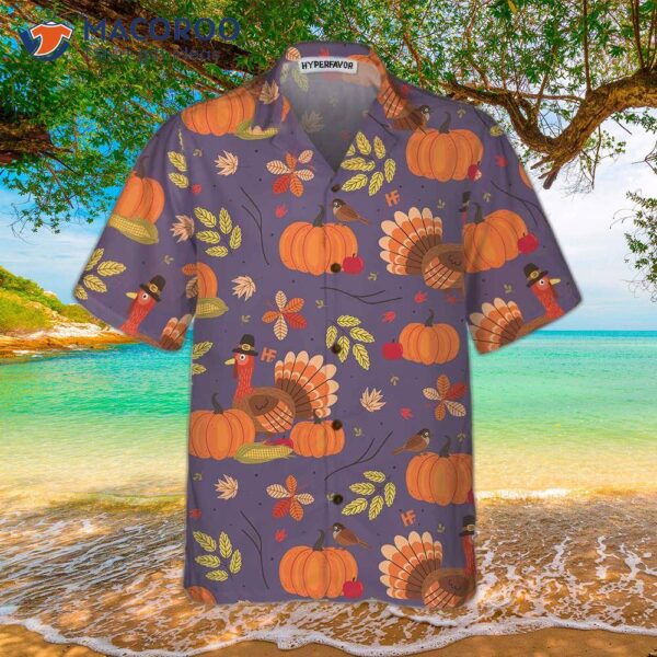 Thanksgiving Day Elets Seamless Pattern Hawaiian Shirt, Unique Gift For