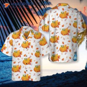 “thanksgiving Fall Leaves And Pumpkins Hawaiian Shirt, Funny Thanksgiving Shirt: Best Gift For Day”