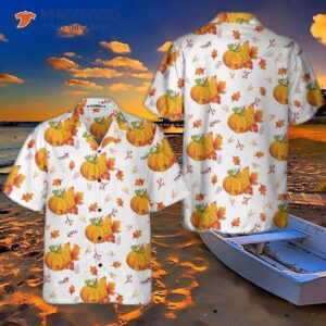 thanksgiving fall leaves and pumpkins hawaiian shirt funny thanksgiving shirt best gift for day 2