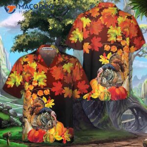 thanksgiving turkey birds with harvest hawaiian shirt gobble funny gift for day 0