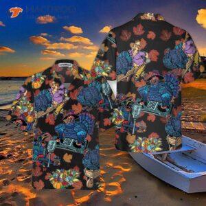 thanksgiving turkey dj at the party hawaiian shirt funny gobble gift for day 0