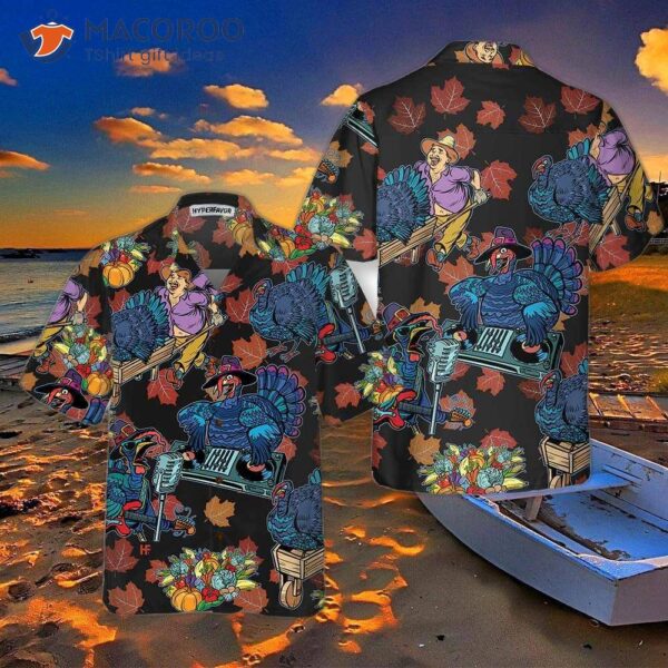 Thanksgiving Turkey Dj At The Party Hawaiian Shirt, Funny Gobble Gift For Day