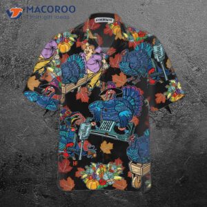 thanksgiving turkey dj at the party hawaiian shirt funny gobble gift for day 2