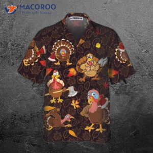 thanksgiving turkey holding an axe hawaiian shirt funny gobble gift for day 2