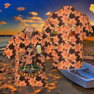 Thanksgiving Turkey Holding Big Glass Beer Hawaiian Shirt, Funny Gobble Gift For Day