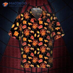 thanksgiving turkeys wearing hats and autumn maple leaves printed on a hawaiian shirt make for funny turkey shirt perfect gift day 2