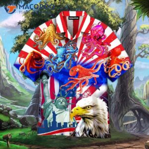 the american flag independence day fourth of july an octopus eagle statue liberty and hawaiian shirts 1