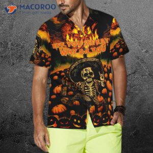 the burning pumpkin sky and skeleton halloween hawaiian shirt shirt for 3