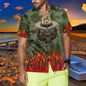 the camping sheriff bear drank beer in a hawaiian shirt 3