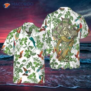 the celtic cross harp irish shamrock hawaiian shirt 0